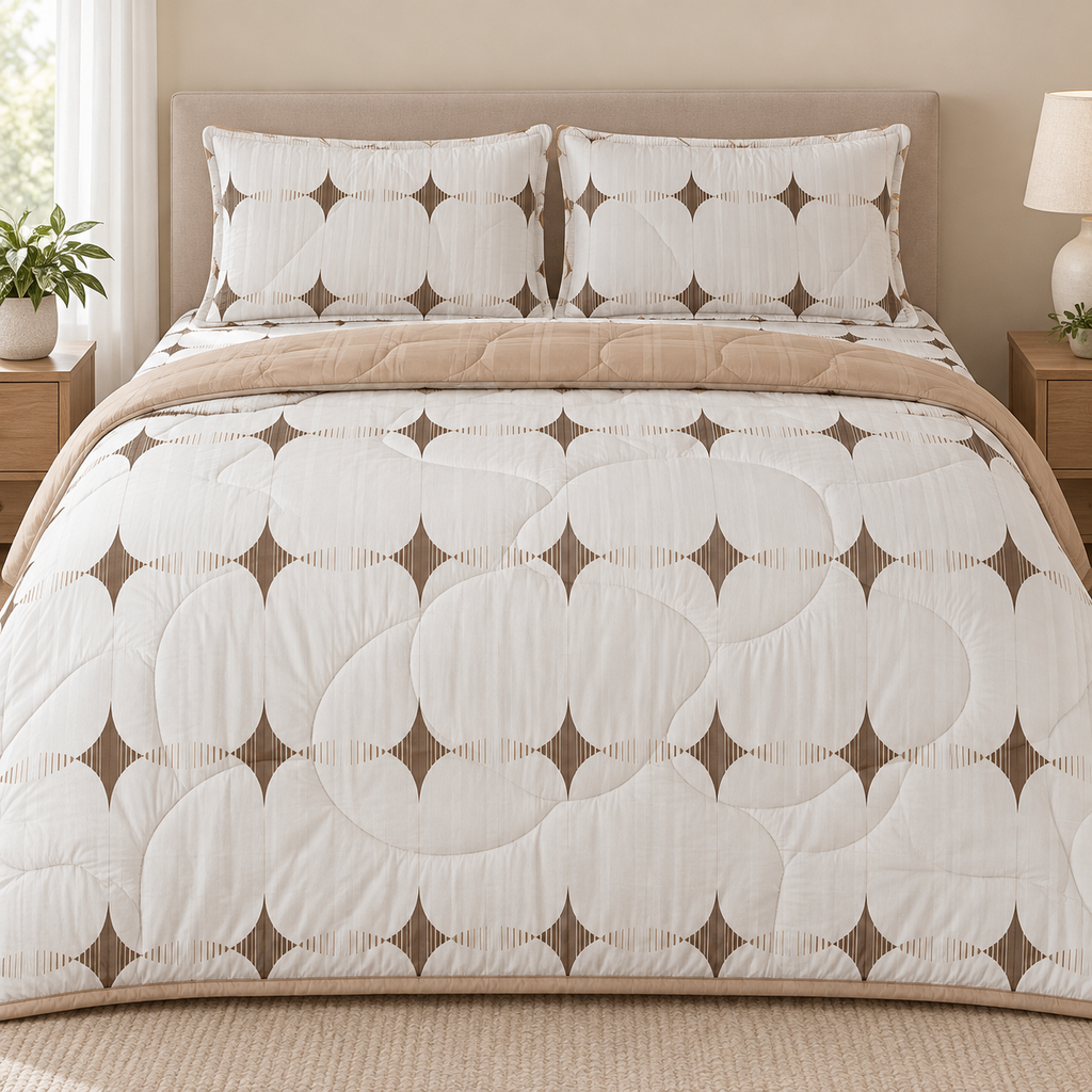 Mocha Orbit 4-Piece Reversible Comforter Set