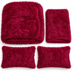 Wine Red Premium Shaggy Comforter Set (4 Pcs)