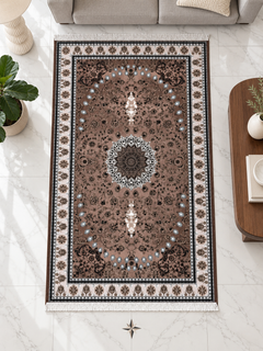 Quartz – Luxury Velvet Rug, Mocha Brown & Champagne (LVB-307)