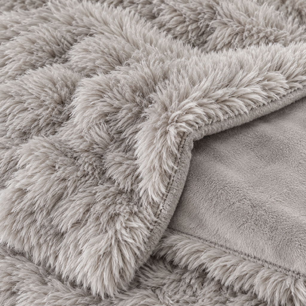Mink Grey Premium Shaggy Comforter Set (4 Pcs)