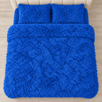 Royal Blue Premium Shaggy Comforter Set (4 Pcs)