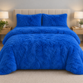 Royal Blue Premium Shaggy Comforter Set (4 Pcs)