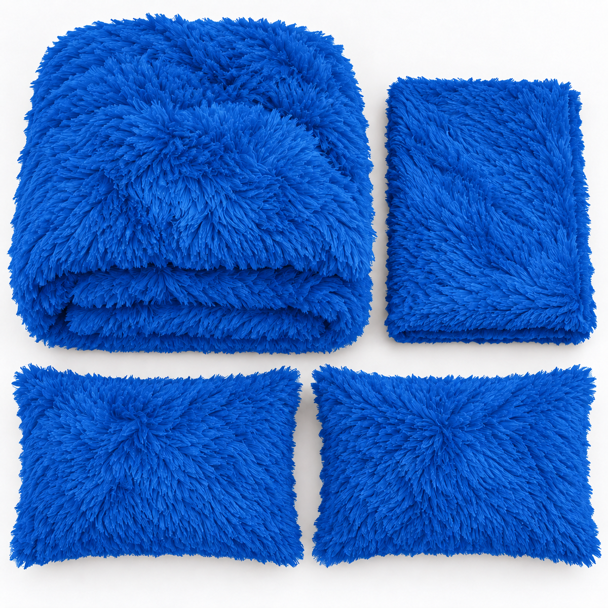Royal Blue Premium Shaggy Comforter Set (4 Pcs)