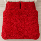 Red Premium Shaggy Comforter Set (4 Pcs)