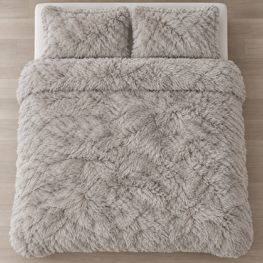 Mink Grey Premium Shaggy Comforter Set (4 Pcs)