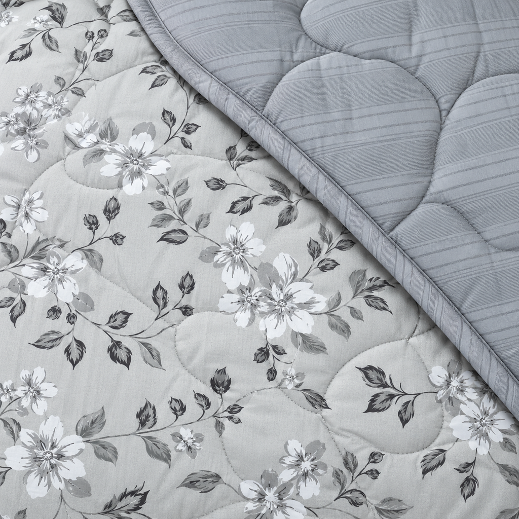 Silver Blossom 4-Piece Reversible Comforter Set