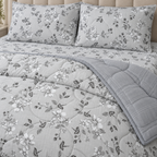 Silver Blossom 4-Piece Reversible Comforter Set