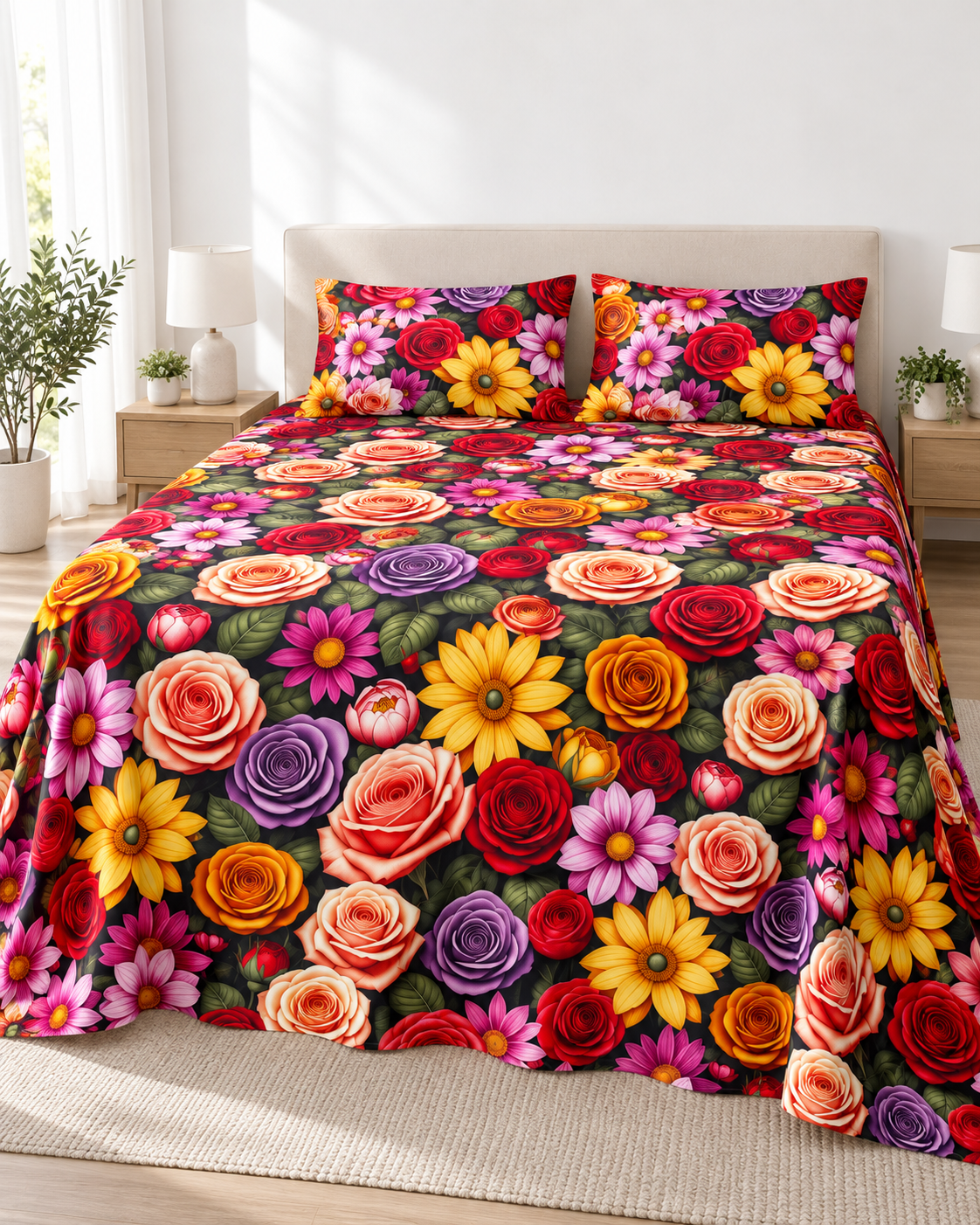 Crimson Carnival | Ultra HD Digital Printed Bedsheets - 009