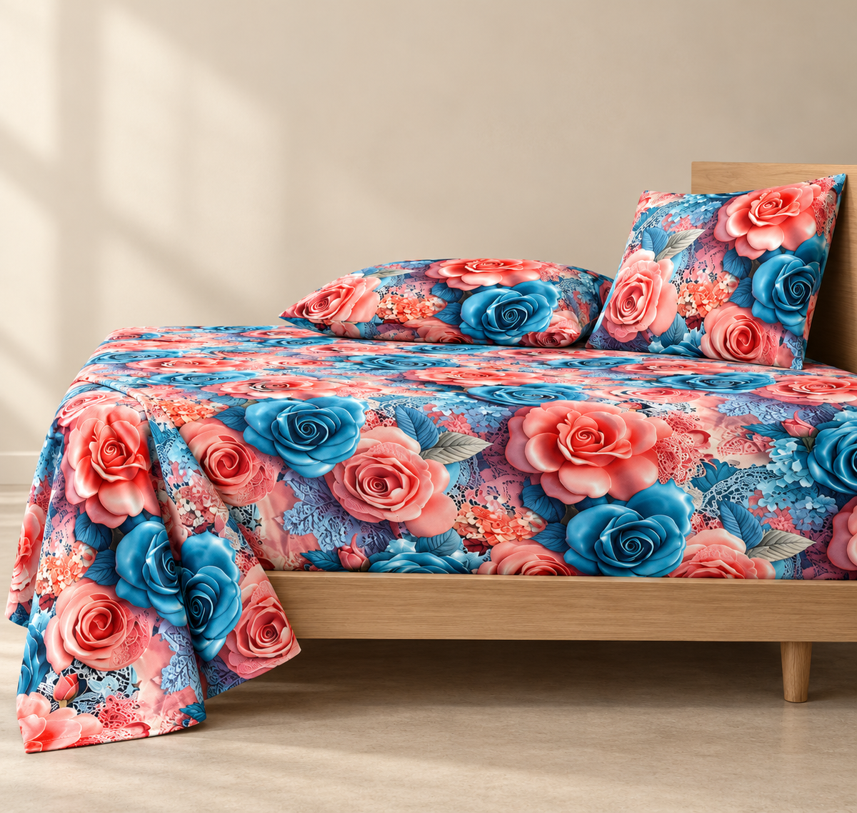 Rose Lagoon | Ultra HD Digital Printed Bedsheets - 014