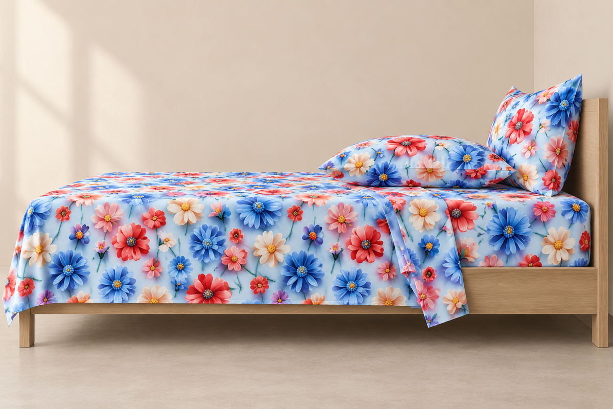 Cornflower Sky | Ultra HD Digital Printed Bedsheets - 003