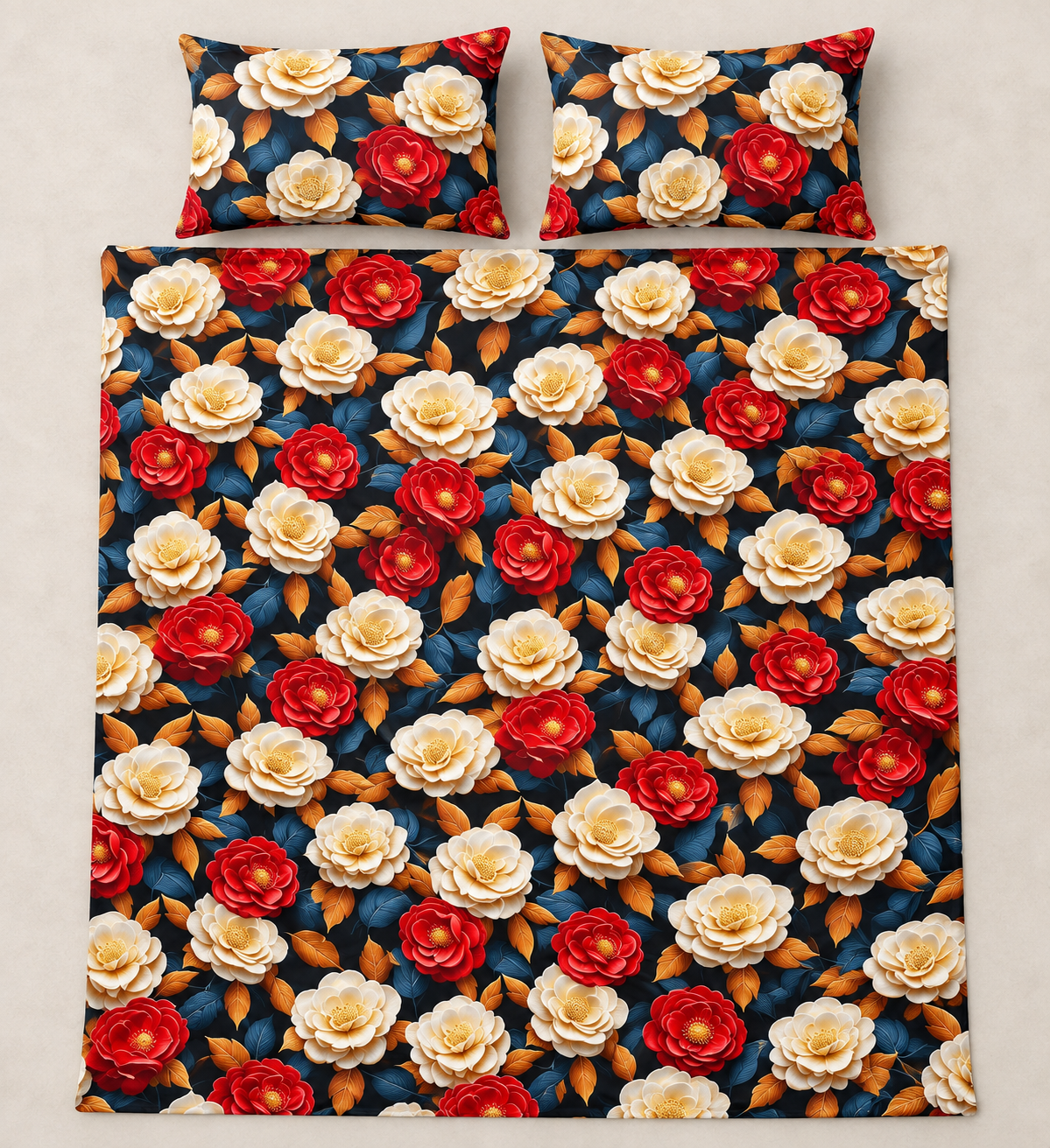 Ruby Ivory | Ultra HD Digital Printed Bedsheets - 004