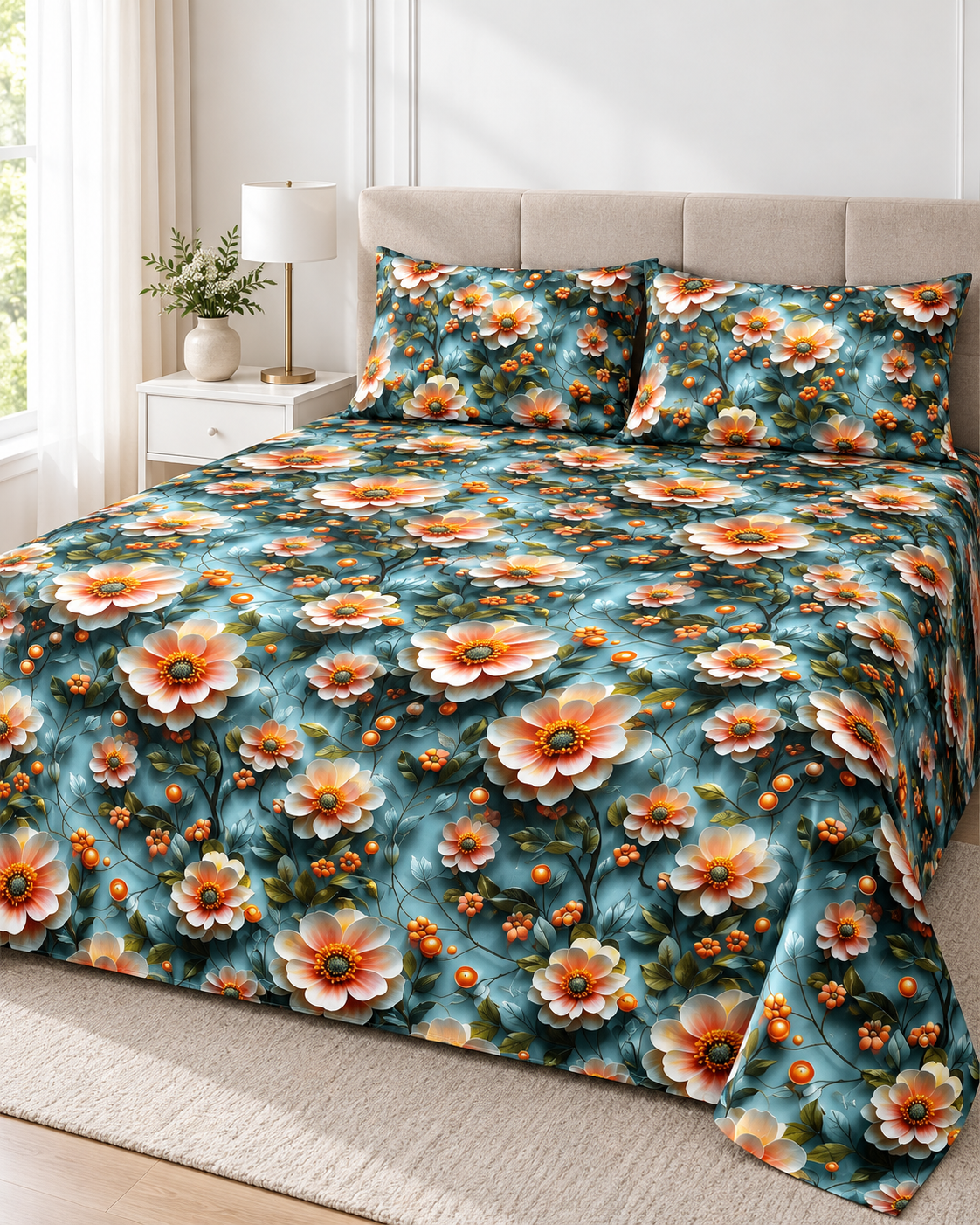 Sunset Garden | Ultra HD Digital Printed Bedsheets - 020