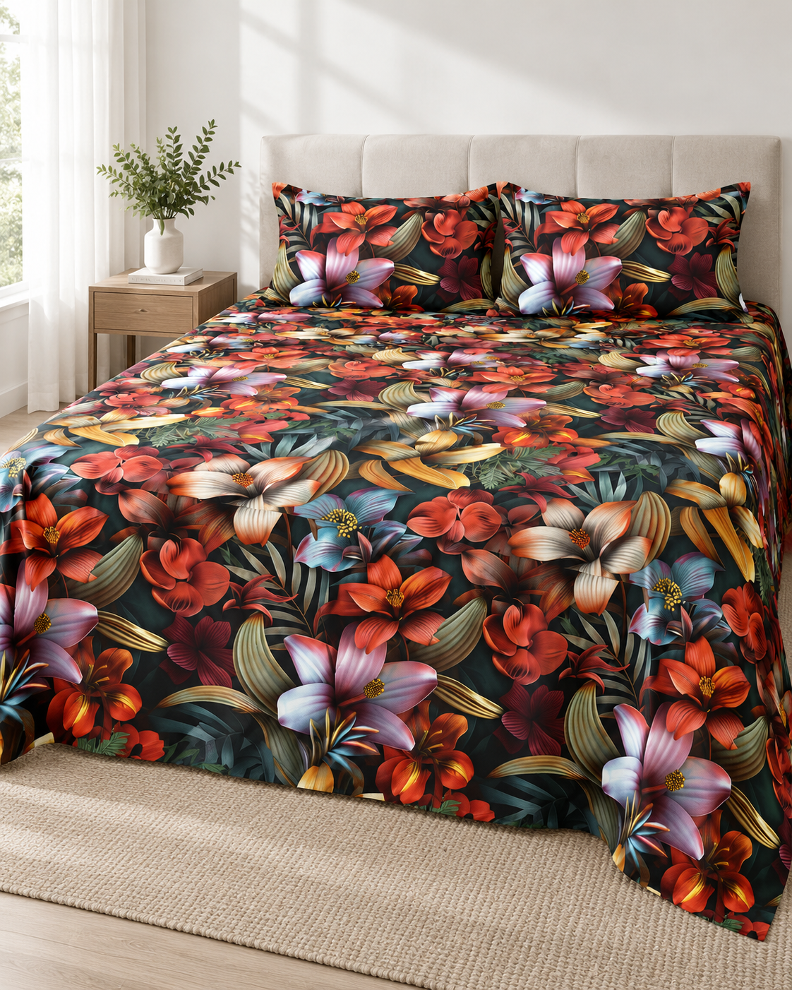 Paradise Bloom | Ultra HD Digital Printed Bedsheets - 016