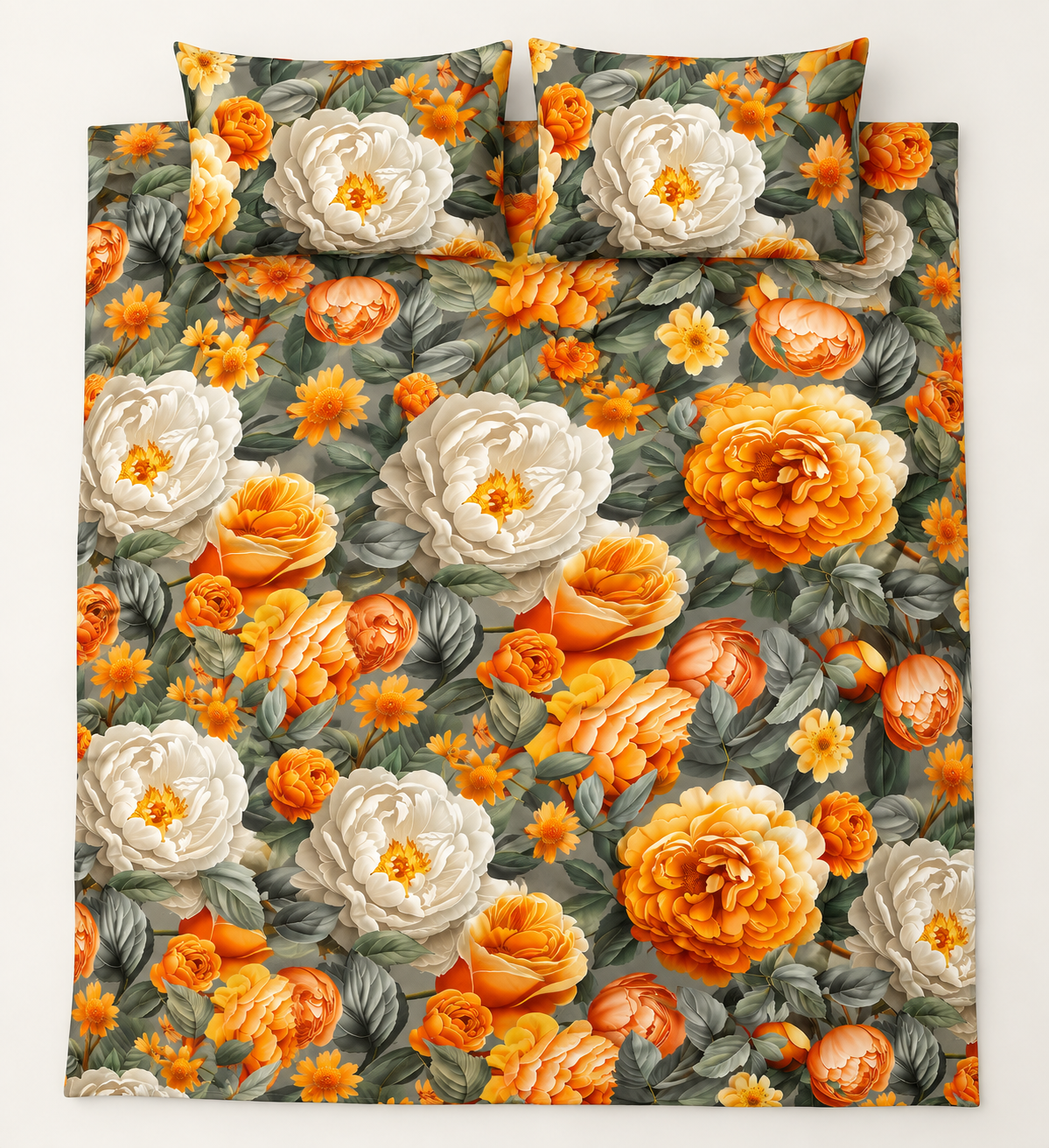 Marigold Mist | Ultra HD Digital Printed Bedsheets- 006