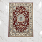 Ruby – Luxury Velvet Rug, Burgundy & Cream Traditional Design (LVC-510)