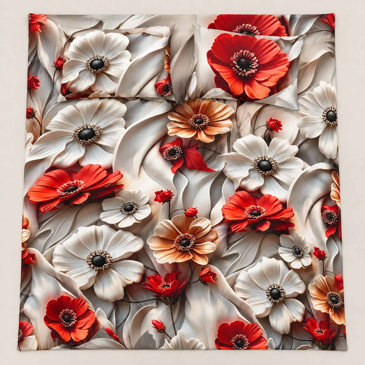 Scarlet Bloom | Ultra HD Digital Printed Bedsheets - 001