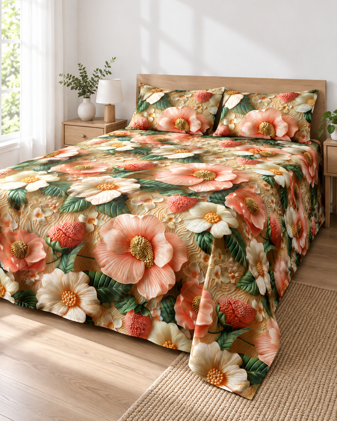 Strawberry Cream | Ultra HD Digital Printed Bedsheets- 007