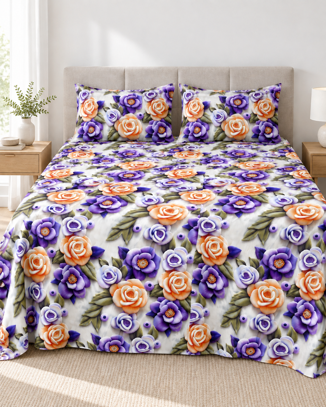Amethyst Rose | Ultra HD Digital Printed Bedsheets - 010
