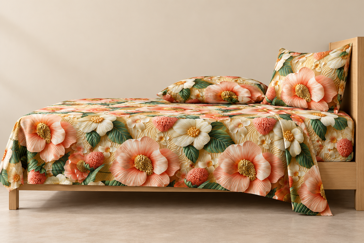 Strawberry Cream | Ultra HD Digital Printed Bedsheets- 007